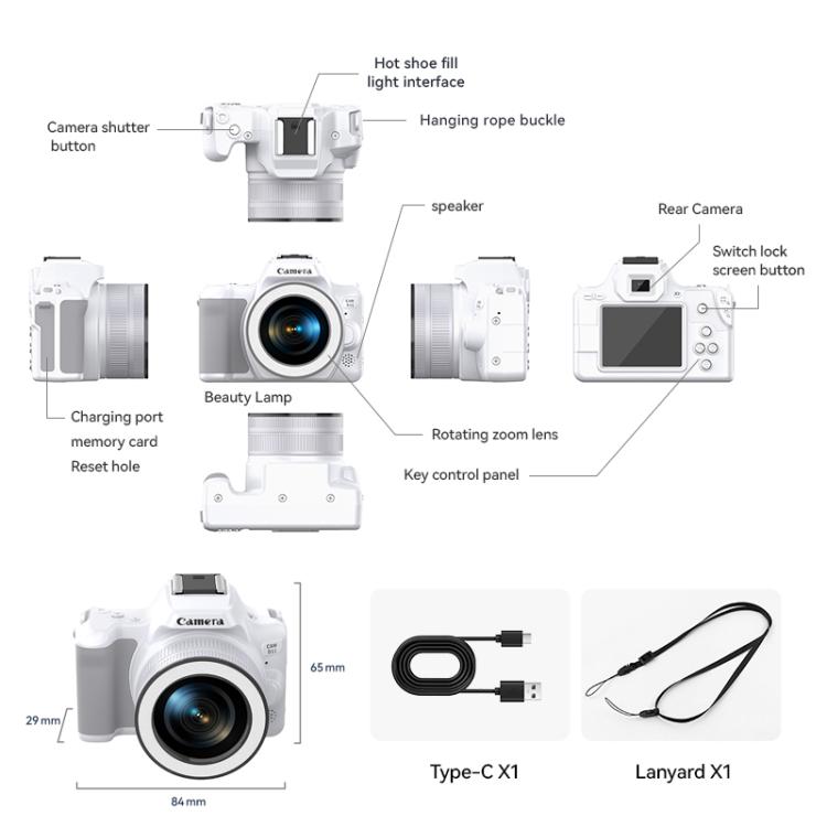 48 Million Pixel 2K Ultra HD Mini Digital Portable Camera, Black, White, White+Fill Light, Black+Fill Light 48 Million Pixel 2K Ultra HD Mini Digital Portable Camera, Black, White, White+Fill Light, Black+Fill Light